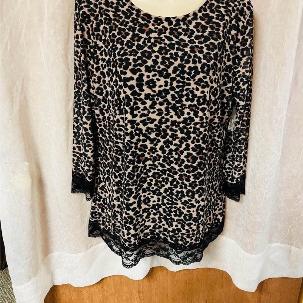 No Boundaries Animal Print Lace Blouse